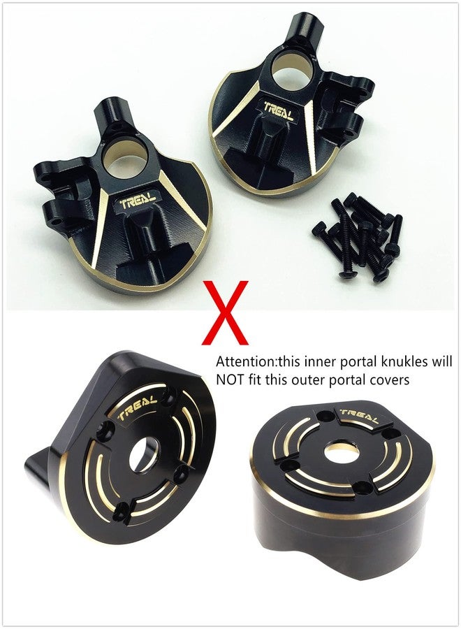 Treal Brass Inner Portal Covers Front Steering Knuckles for Axial Capra and SCX10 III-Black - Image 4